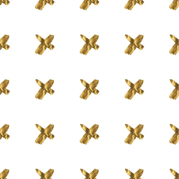 Gold crosses seamless pattern — Stockvector