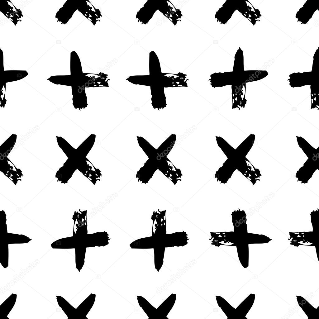 Seamless pattern with ink crosses