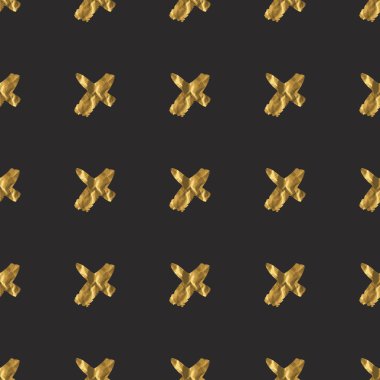 Gold crosses seamless pattern