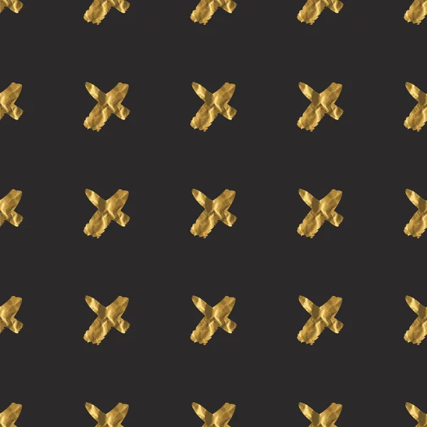 Gold crosses seamless pattern — Stockový vektor