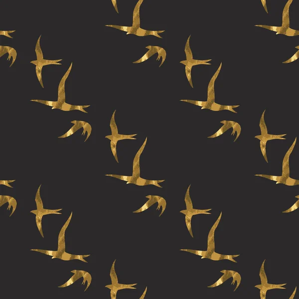 Gold birds seamless pattern — Stockový vektor