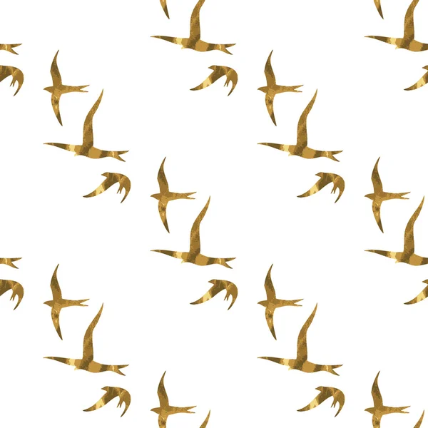 Oiseaux d'or motif sans couture — Image vectorielle