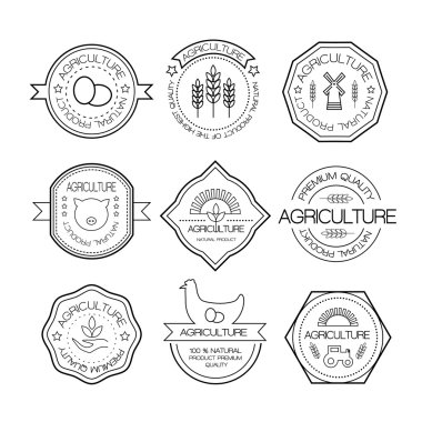 Agriculture and farming logos in linear style