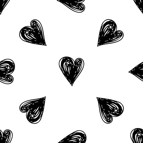 Seamless pattern with ink hearts — Stock Vector