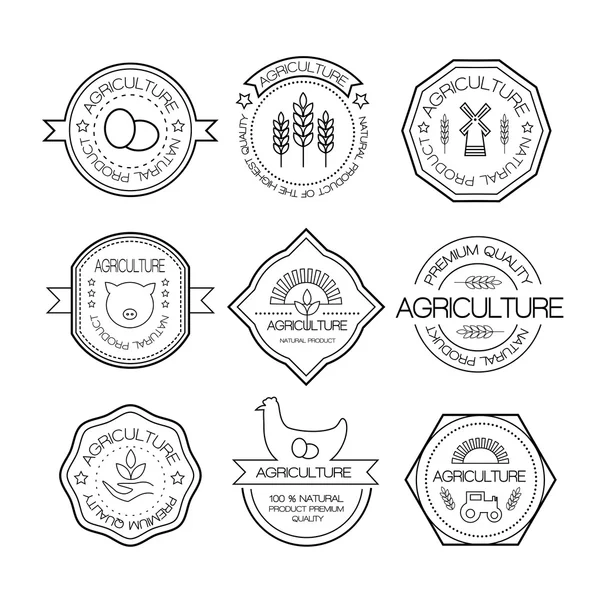 Agriculture and farming logos in linear style