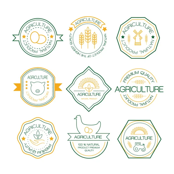 Agriculture and farming logos in linear style — Stock Vector