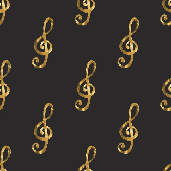 Seamless pattern with gold treble clef — Stockový vektor