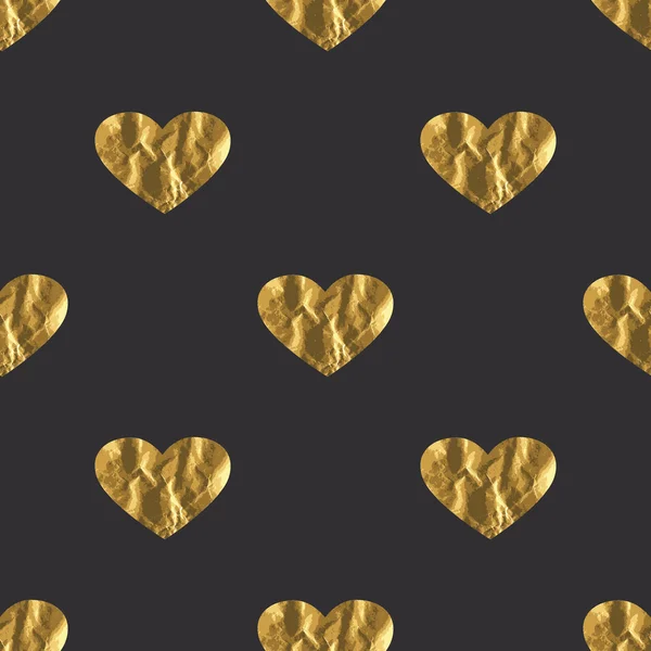 Goldenes Herz nahtloses Muster — Stockvektor