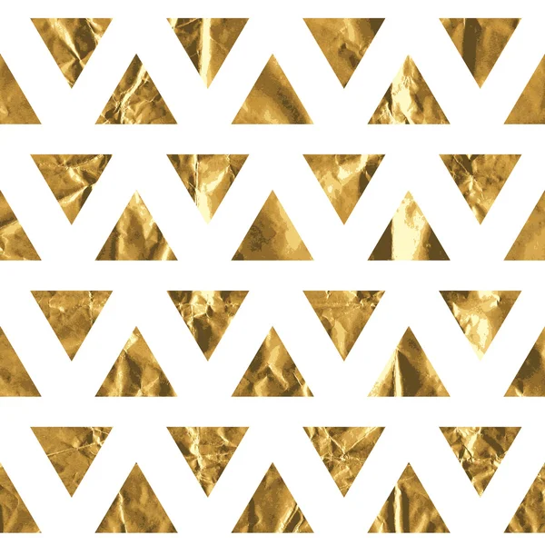 Modello geometrico senza cuciture con triangoli d'oro — Vettoriale Stock