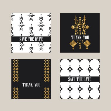 Hipster invitation set in boho