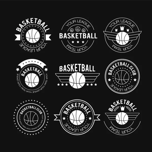 Basketball Set Vintage Embleme — Stockvektor