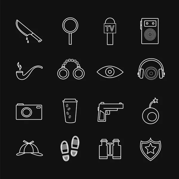 The detective icon set — Stok Vektör