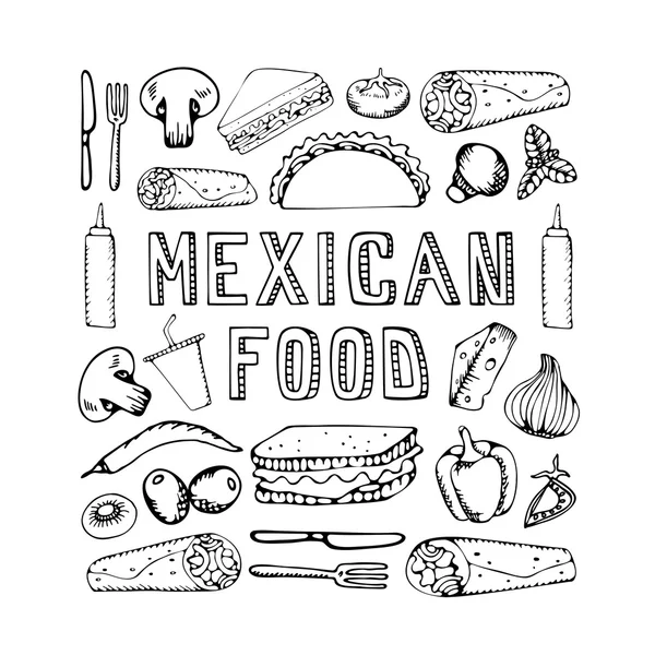 Mexican food. Mexican kitchen. — Stock vektor