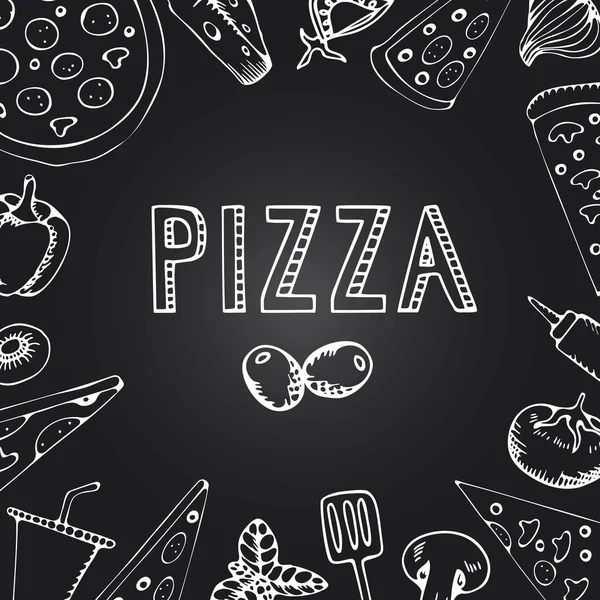 Pizza de menu no quadro . — Vetor de Stock