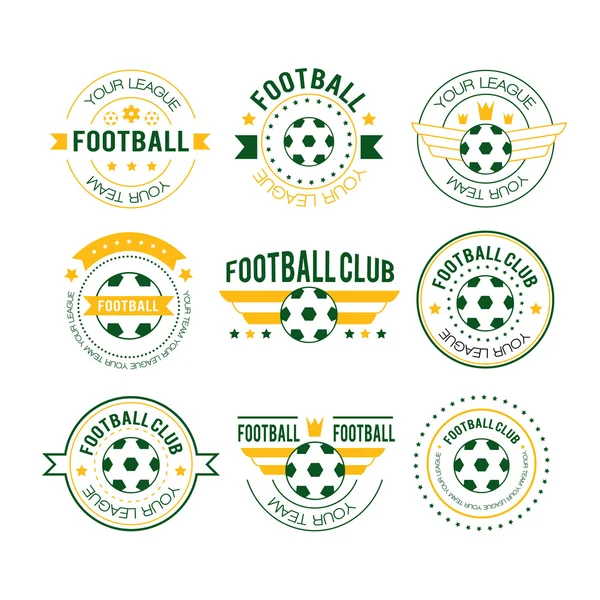 Conjunto de emblemas de fútbol o fútbol — Vector de stock