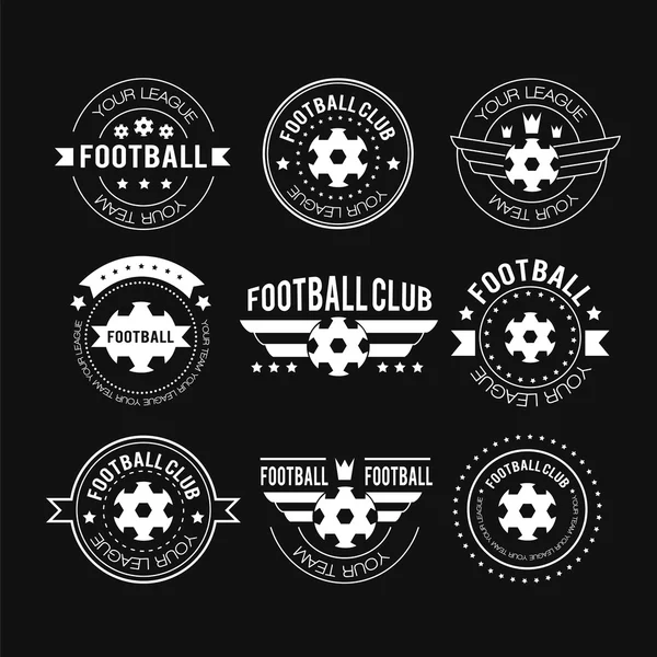 Conjunto de emblemas de fútbol o fútbol — Vector de stock