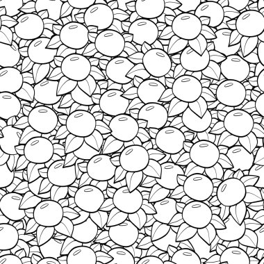 Adult coloring book page design with berries seamless pattern