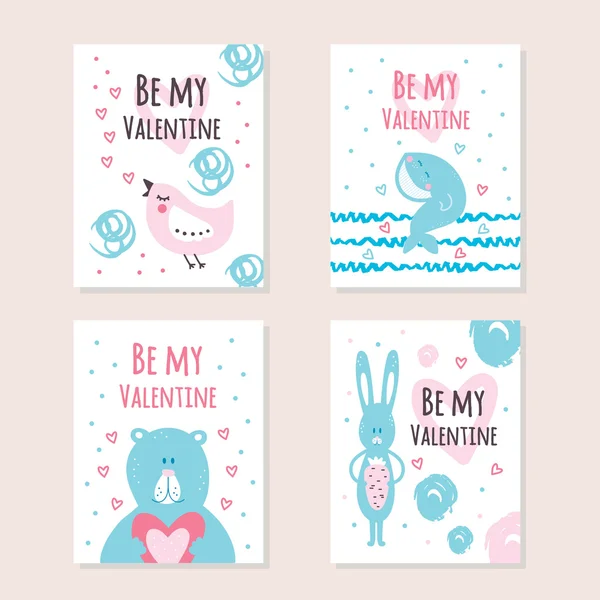 Beautiful cute cards for Valentine's day — Stock Vector