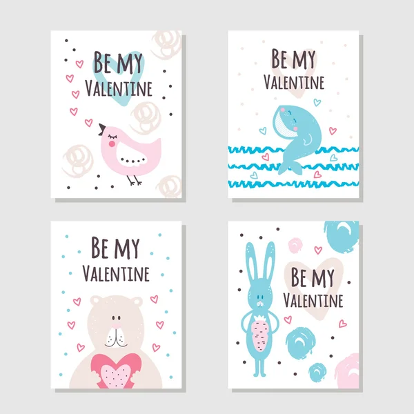 Beautiful cute cards for Valentine's day — Stock vektor