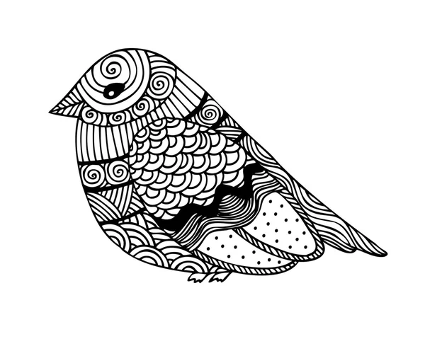 Дизайн сторінки дорослих розмальовок з фантастичним птахом — стоковий вектор