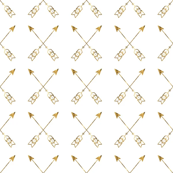 Modèle sans couture avec des flèches en or — Image vectorielle