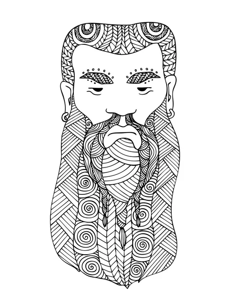 Boyama kitabı sayfa tasarım bir Viking yüzü ile yetişkin — Stok Vektör
