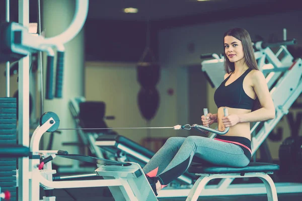 Beautiful Woman Doing Exercise Gym Equipment — Stock Photo, Image