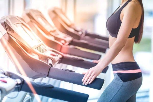 Woman Jogging Treadmill Gym — Stock Photo, Image