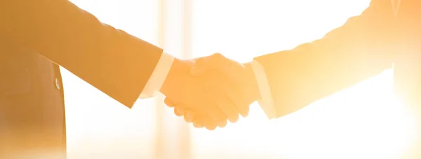 Businessmen Handshake Sunny Background — Stock Photo, Image