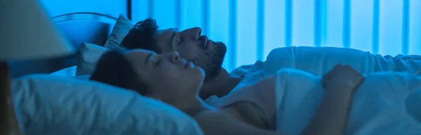 Attractive Couple Sleeping Bed Night Time — Stock Photo, Image