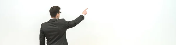 Man Gesturing Background White Wall Background — Stock Photo, Image