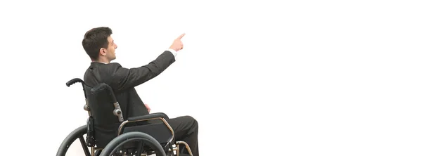 Disabled Wheelchair Gesturing White Wall Background — Stock Photo, Image