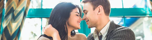 Cute Couple Sit Restaurant — Stock Photo, Image