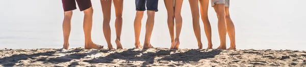 Die Gruppe Von Freunden Die Sich Strand Ausruhen — Stockfoto