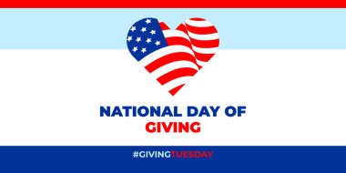 Verme Salı 'sı, ulusal bağış günü. Vektör afişi, poster, sosyal medya kartı ve GIVINGTUESDAY metni. Şükran Günü 'nden sonraki salı günü geçiyor.
