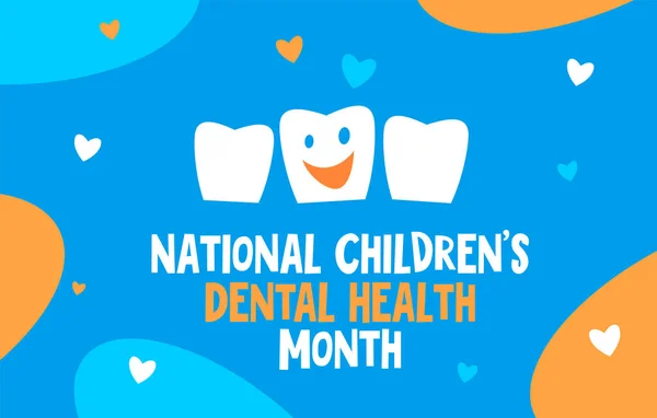 Bannière Vectorielle Mois National Santé Dentaire Des Enfants Conception Logo — Image vectorielle