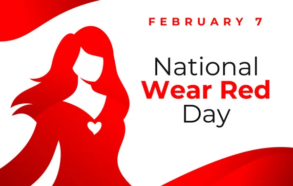 National Wear Red Day Vector Banner Beautiful Woman Wearing Red — Stock Vector