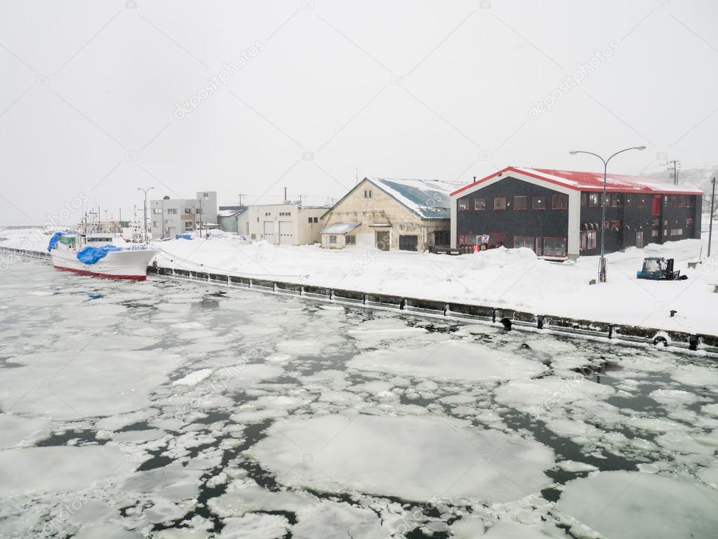 Abashiri Port with Drift Ice