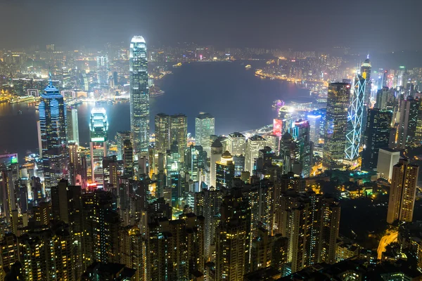 NightView od Victoria Peak v Hong Kongu — Stock fotografie