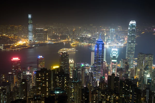 Nightview from Victoria Peak in Hong Kong — Stock Photo, Image