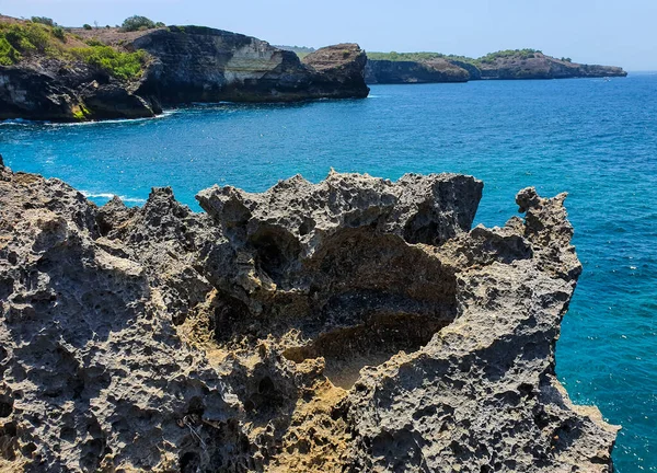 Hermoso Acantilado Borde Una Montaña Con Mar Bali Fondo Isla — Foto de Stock