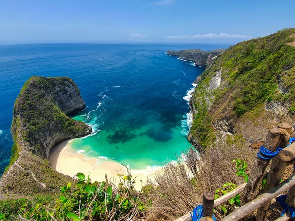 Vista Completa Famosa Colina Dinosaurio Playa Kelinkin Isla Nusa Penida — Foto de Stock