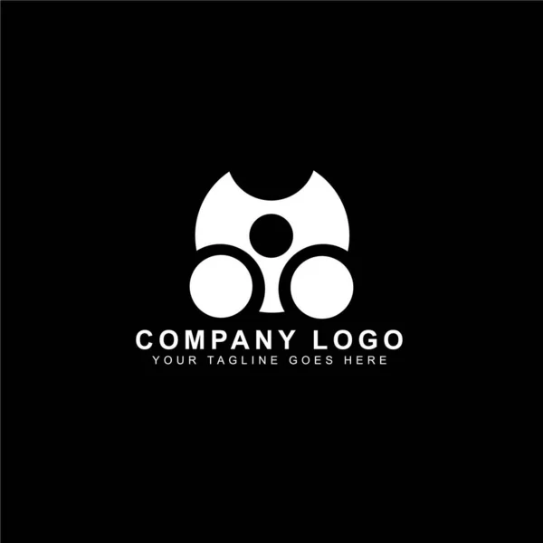 ビジネスとブランドのための黒の背景を持つ創造的な白いロゴデザイン — ストックベクタ