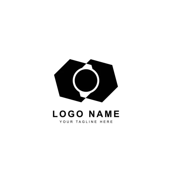 Fotoaparát Objektiv Černé Logo Design Bílém Pozadí Pro Podnikání Značku — Stockový vektor
