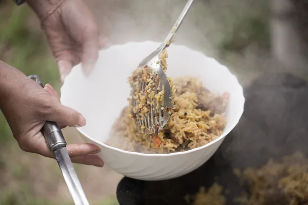 Pilaf, cocinado al aire libre — Foto de Stock