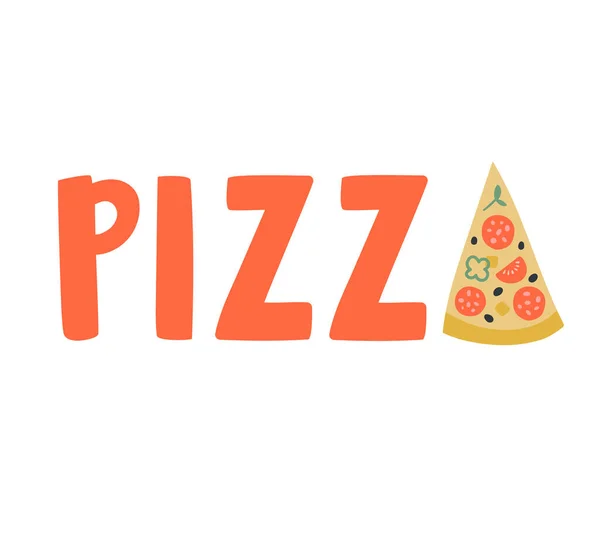 Χαριτωμένη Διανυσματική Απεικόνιση Λογότυπο Πίτσα Και Λίγο Πίτσα Φέτα Έννοια — Διανυσματικό Αρχείο