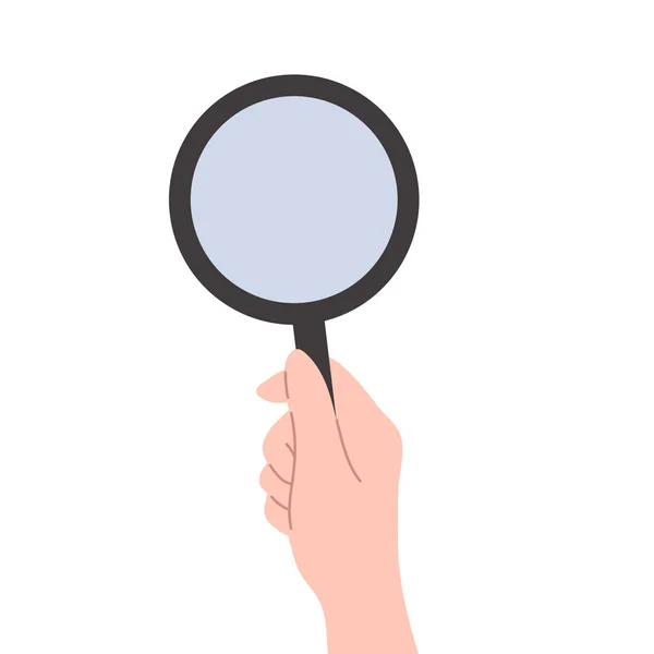 Vector Cartoon Illustration Hand Holding Magnifying Glass Research Analysis Concept — Stock Vector