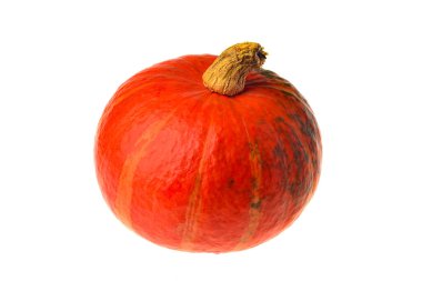 Beyaz arka planda izole edilmiş turuncu balkabağı.