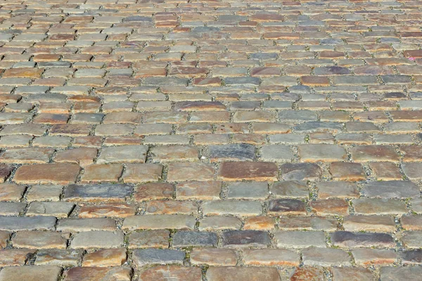 Vecchio Pavimento Pietra Eblock Acciottolato Con Blocchi Pietra Naturale Rettangolare — Foto Stock