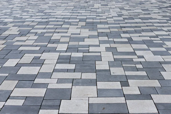 Sidewalk Paved Rectangular White Gray Tiles Perspective — Stock Photo, Image